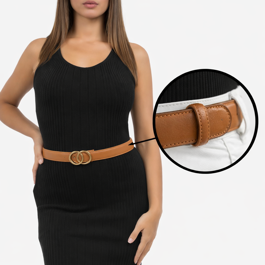 Ceinture moderne - Cognac silver