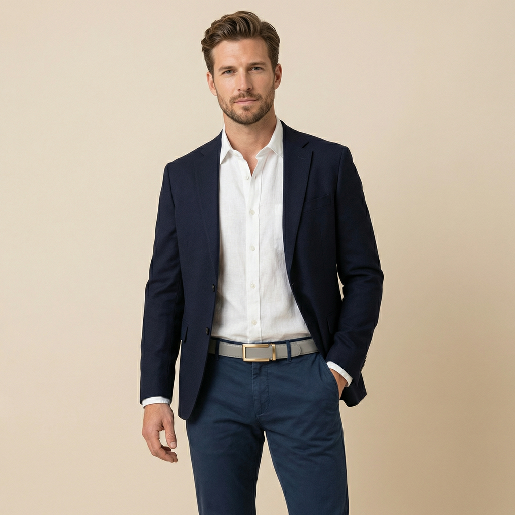 ceinture modèle 2 pour homme, grise et argentée